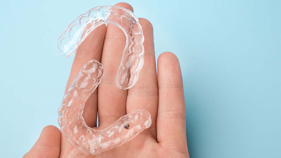 Clear braces blue background